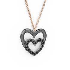 Kalpli Kolye - Siyah zirkon 925 ayar siyah rodyum kaplama gümüş kolye (40 cm gümüş rolo zincir) #1act2f5