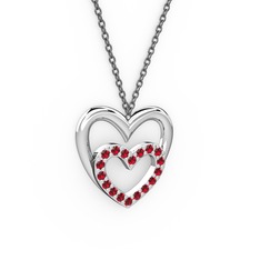 Kalpli Kolye - Garnet 925 ayar gümüş kolye (40 cm gümüş rolo zincir) #1amybpx