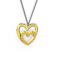 Kalpli Kolye - Sitrin 8 ayar altın kolye (40 cm gümüş rolo zincir) #1cs4sye