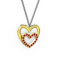 Kalpli Kolye - Garnet 8 ayar altın kolye (40 cm gümüş rolo zincir) #1db89u6