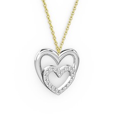 Kalpli Kolye - Swarovski 8 ayar beyaz altın kolye (40 cm altın rolo zincir) #1k6hjpt