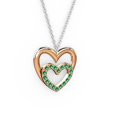 Kalpli Kolye - Yeşil kuvars 8 ayar rose altın kolye (40 cm gümüş rolo zincir) #1kppqvj
