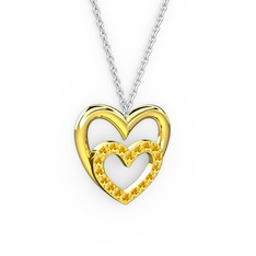 Kalpli Kolye - Sitrin 18 ayar altın kolye (40 cm gümüş rolo zincir) #1ksjzzm
