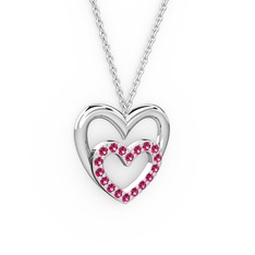 Rodolit garnet 18 ayar beyaz altın kolye (40 cm gümüş rolo zincir)
