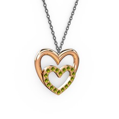 Kalpli Kolye - Peridot 18 ayar rose altın kolye (40 cm gümüş rolo zincir) #1qbhwgw