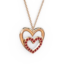 Kalpli Kolye - Garnet 14 ayar rose altın kolye (40 cm gümüş rolo zincir) #1qtq77u