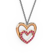 Kalpli Kolye - Rodolit garnet 14 ayar rose altın kolye (40 cm gümüş rolo zincir) #1rp1nk5