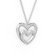 Kalpli Kolye - Swarovski 925 ayar gümüş kolye (40 cm beyaz altın rolo zincir) #1sct4lj