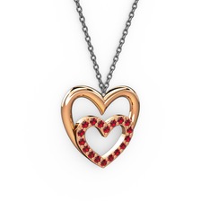 Garnet 18 ayar rose altın kolye (40 cm gümüş rolo zincir)