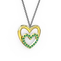 Kalpli Kolye - Yeşil kuvars 14 ayar altın kolye (40 cm gümüş rolo zincir) #1tut1rg