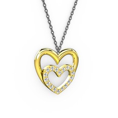 Kalpli Kolye - Swarovski 18 ayar altın kolye (40 cm gümüş rolo zincir) #1txir3g