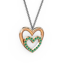 Kalpli Kolye - Yeşil kuvars 8 ayar rose altın kolye (40 cm gümüş rolo zincir) #1wquto2