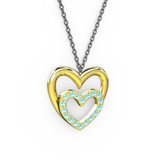 Kalpli Kolye - Akuamarin 18 ayar altın kolye (40 cm gümüş rolo zincir) #1wyqfig