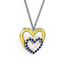 Kalpli Kolye - Lab safir 14 ayar altın kolye (40 cm gümüş rolo zincir) #5c7pzv