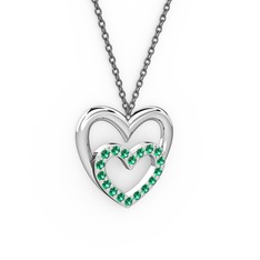 Kalpli Kolye - Yeşil kuvars 8 ayar beyaz altın kolye (40 cm gümüş rolo zincir) #bqucs7