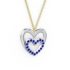 Kalpli Kolye - Lab safir 8 ayar beyaz altın kolye (40 cm altın rolo zincir) #j0exaf