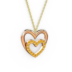 Kalpli Kolye - Sitrin 18 ayar rose altın kolye (40 cm altın rolo zincir) #jrkjzi