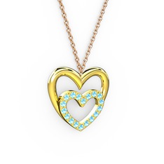 Kalpli Kolye - Akuamarin 925 ayar altın kaplama gümüş kolye (40 cm gümüş rolo zincir) #klc50h