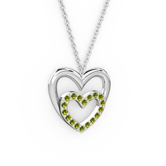 Peridot 8 ayar beyaz altın kolye (40 cm beyaz altın rolo zincir)