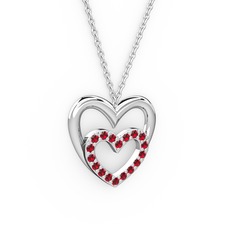 Kalpli Kolye - Garnet 14 ayar beyaz altın kolye (40 cm beyaz altın rolo zincir) #me0c4h