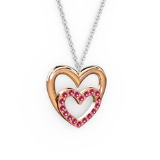 Kalpli Kolye - Rodolit garnet 14 ayar rose altın kolye (40 cm beyaz altın rolo zincir) #nv7b5y