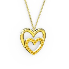 Kalpli Kolye - Sitrin 8 ayar altın kolye (40 cm gümüş rolo zincir) #ojhhc