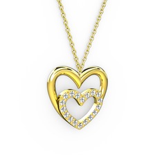 Kalpli Kolye - Swarovski 18 ayar altın kolye (40 cm altın rolo zincir) #q2nk29