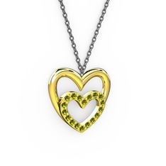 Peridot 14 ayar altın kolye (40 cm gümüş rolo zincir)