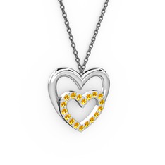 Kalpli Kolye - Sitrin 18 ayar beyaz altın kolye (40 cm gümüş rolo zincir) #ti4o85