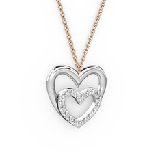 Kalpli Kolye - Swarovski 8 ayar beyaz altın kolye (40 cm rose altın rolo zincir) #xvq38s