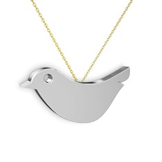 Belly Kuş Kolye - 8 ayar beyaz altın kolye (40 cm gümüş rolo zincir) #1aprgfd