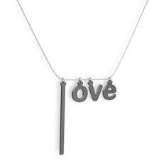 Love Kolye - 925 ayar siyah rodyum kaplama gümüş kolye (40 cm beyaz altın rolo zincir) #1dl6z3e