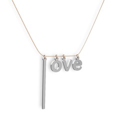 Love Kolye - 14 ayar beyaz altın kolye (40 cm gümüş rolo zincir) #1dve5wa