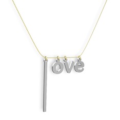 Love Kolye - 18 ayar beyaz altın kolye (40 cm altın rolo zincir) #65r6ok