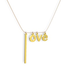 Love Kolye - 8 ayar altın kolye (40 cm rose altın rolo zincir) #olvumi