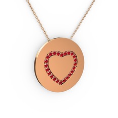 Nina Kalp Kolye - Garnet 14 ayar rose altın kolye (40 cm rose altın rolo zincir) #115ahbv