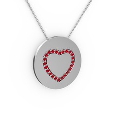 Garnet 14 ayar beyaz altın kolye (40 cm gümüş rolo zincir)