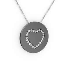 Nina Kalp Kolye - Swarovski 925 ayar siyah rodyum kaplama gümüş kolye (40 cm beyaz altın rolo zincir) #12jivc2
