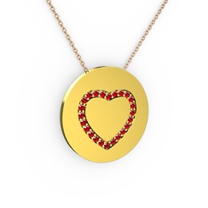 Nina Kalp Kolye - Garnet 8 ayar altın kolye (40 cm rose altın rolo zincir) #185xp1b
