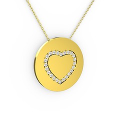 Swarovski 8 ayar altın kolye (40 cm gümüş rolo zincir)