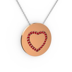 Nina Kalp Kolye - Garnet 8 ayar rose altın kolye (40 cm beyaz altın rolo zincir) #1c7pt9s