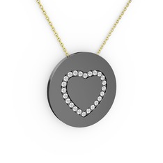 Nina Kalp Kolye - Pırlanta 925 ayar siyah rodyum kaplama gümüş kolye (0.36 karat, 40 cm altın rolo zincir) #1d61emj