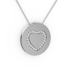 Nina Kalp Kolye - Swarovski 18 ayar beyaz altın kolye (40 cm beyaz altın rolo zincir) #1e60m7t