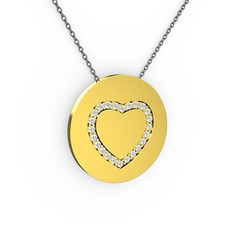 Nina Kalp Kolye - Swarovski 18 ayar altın kolye (40 cm gümüş rolo zincir) #1elrycs
