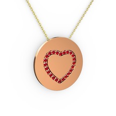 Nina Kalp Kolye - Garnet 18 ayar rose altın kolye (40 cm altın rolo zincir) #1f996nt