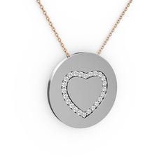 Swarovski 14 ayar beyaz altın kolye (40 cm gümüş rolo zincir)