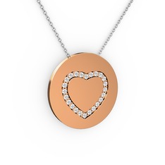 Pırlanta 925 ayar rose altın kaplama gümüş kolye (0.36 karat, 40 cm beyaz altın rolo zincir)