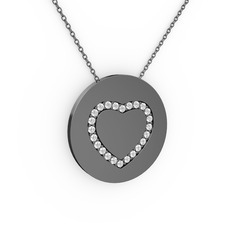 Nina Kalp Kolye - Swarovski 925 ayar siyah rodyum kaplama gümüş kolye (40 cm gümüş rolo zincir) #1gbhvyc