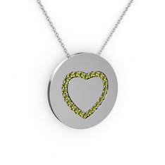 Peridot 925 ayar gümüş kolye (40 cm beyaz altın rolo zincir)