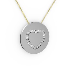 Nina Kalp Kolye - Swarovski 18 ayar beyaz altın kolye (40 cm altın rolo zincir) #1ibn8q7